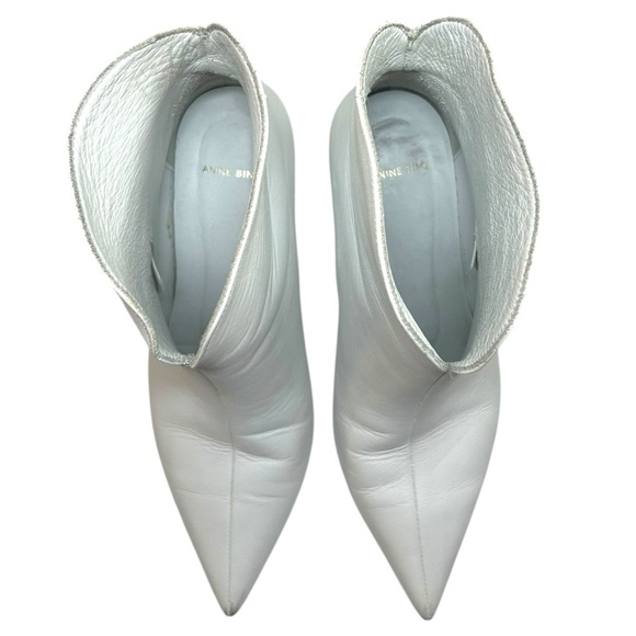 Anine Bing - Women’s ‘Frankie’ Leather Kitten Heel Booties - White, 37 IT, 7 US - Picture 12 of 15